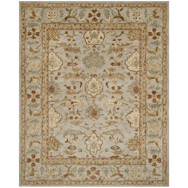 Charlton Home® Sarasota Oriental Handmade Tufted Wool Area Rug in Blue